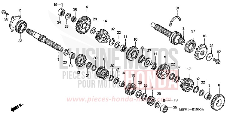 GETRIEBE von CBR600F Special Edition ROSS WHITE (NH196) von 2002